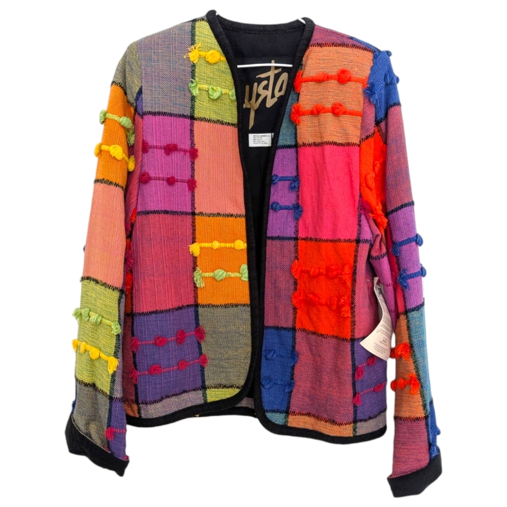 NWT CRYSTAL 80s Handwoven ART TO WEAR VINTAGE  patchwork XS